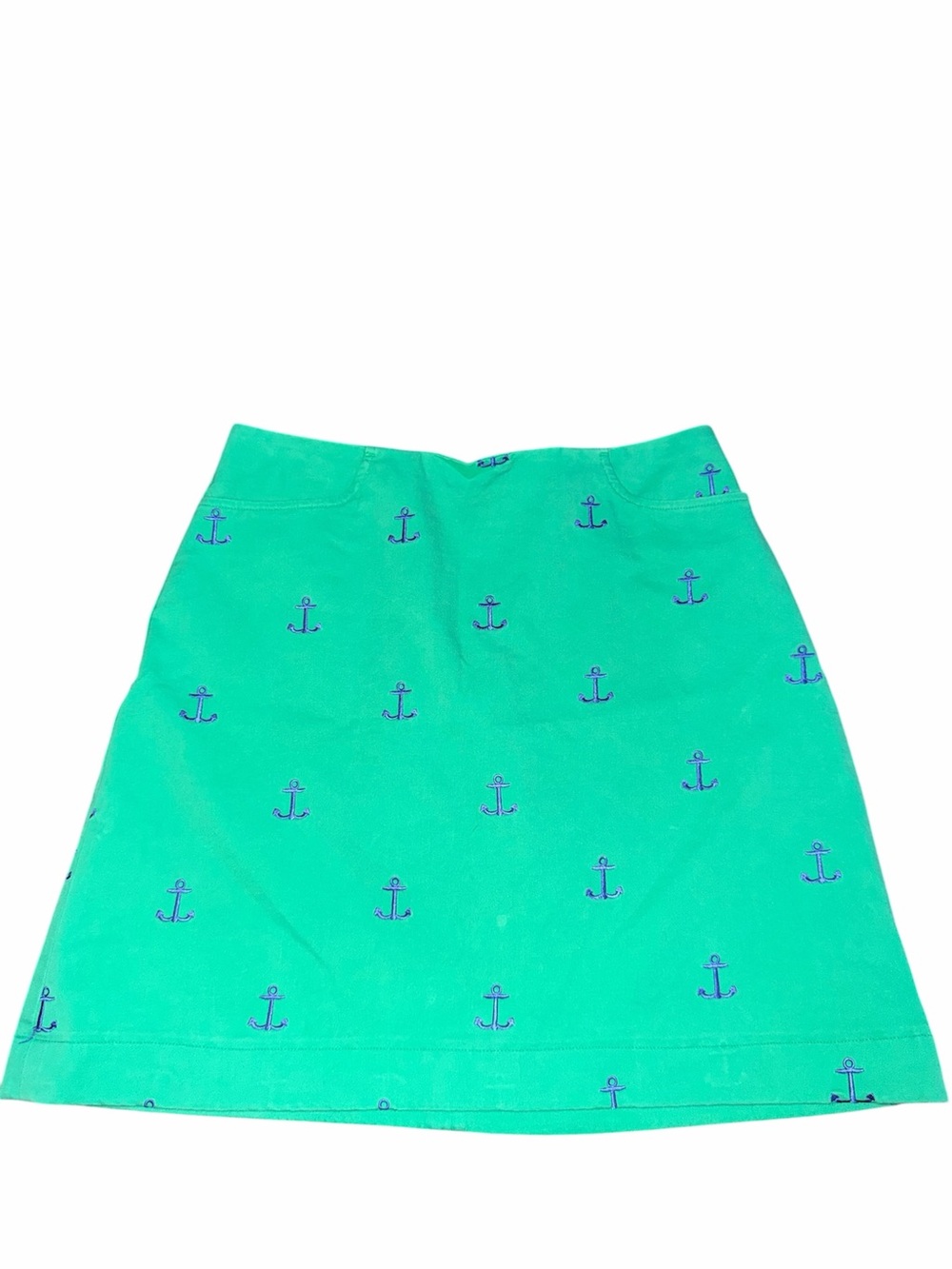 Vintage LILLY PULITZER Women’s Anchor-Embroidered Green Skirt Size 6
